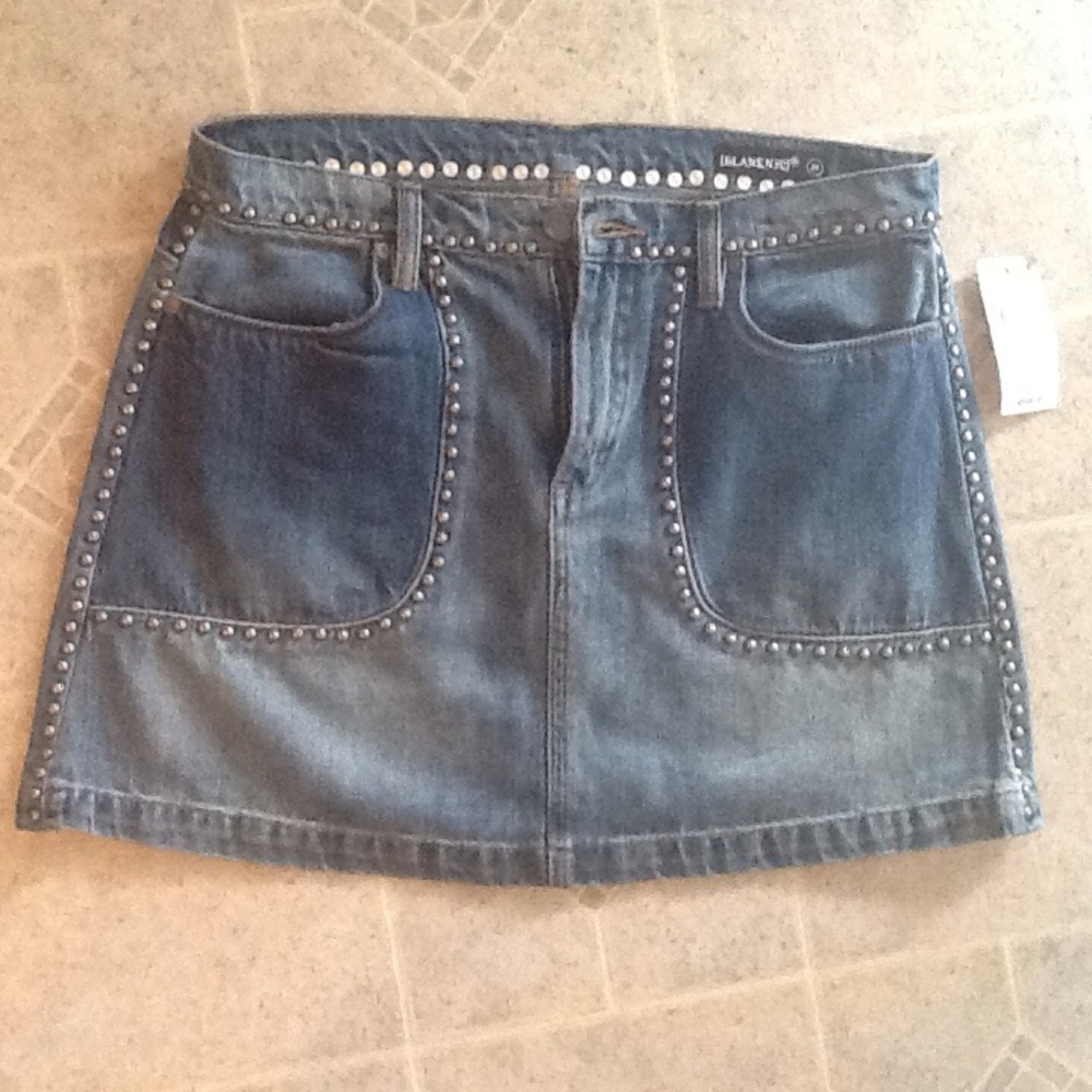 Blank NYC denim studded mini skirt NWT